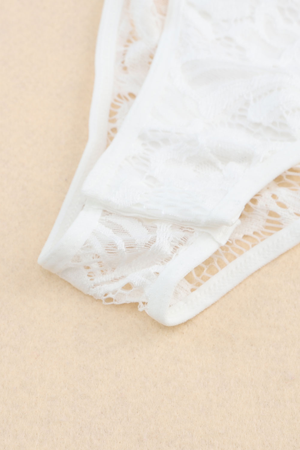 White Floral Lace Spaghetti Straps Bodysuit