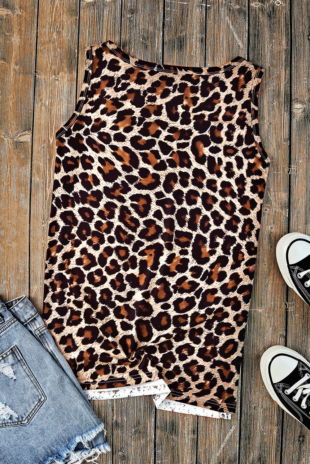 Leopard Bleached Blank Graphic Tank Top