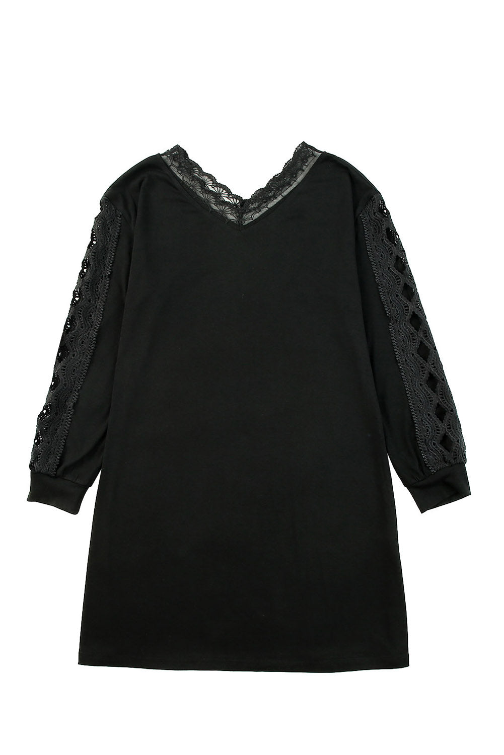 Black Lace Splicing Hollow Out Mini Dress