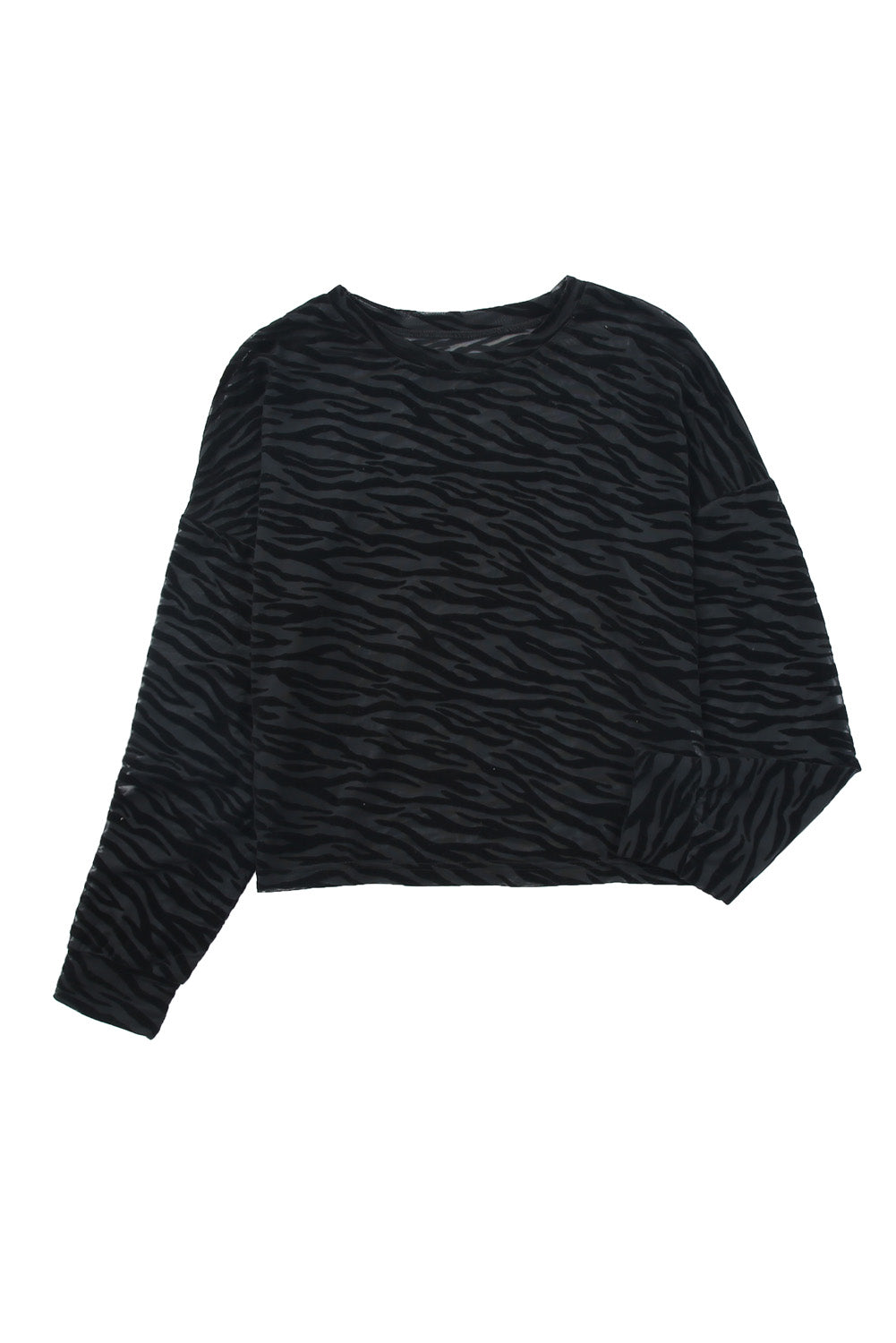 Black Zebra Print Drop Shoulder Long Sleeve Top