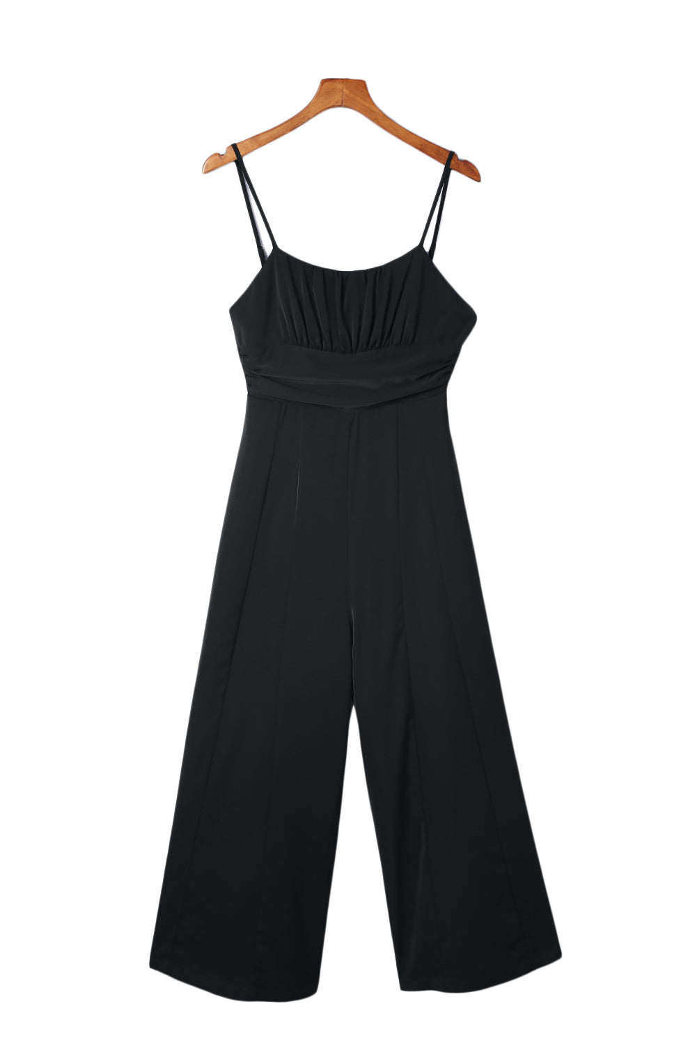 Black Spaghetti Straps Backless Knot Wide-Leg Jumpsuit