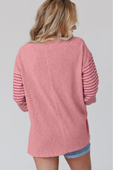 Amicg Blossom Colorblock Striped Bishop Sleeve Top