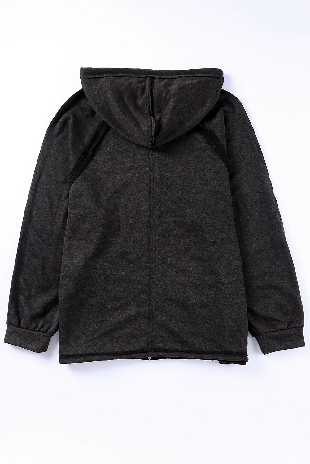 Sky Blue Solid Color Oversized Zip Up Hoodie with Pockets