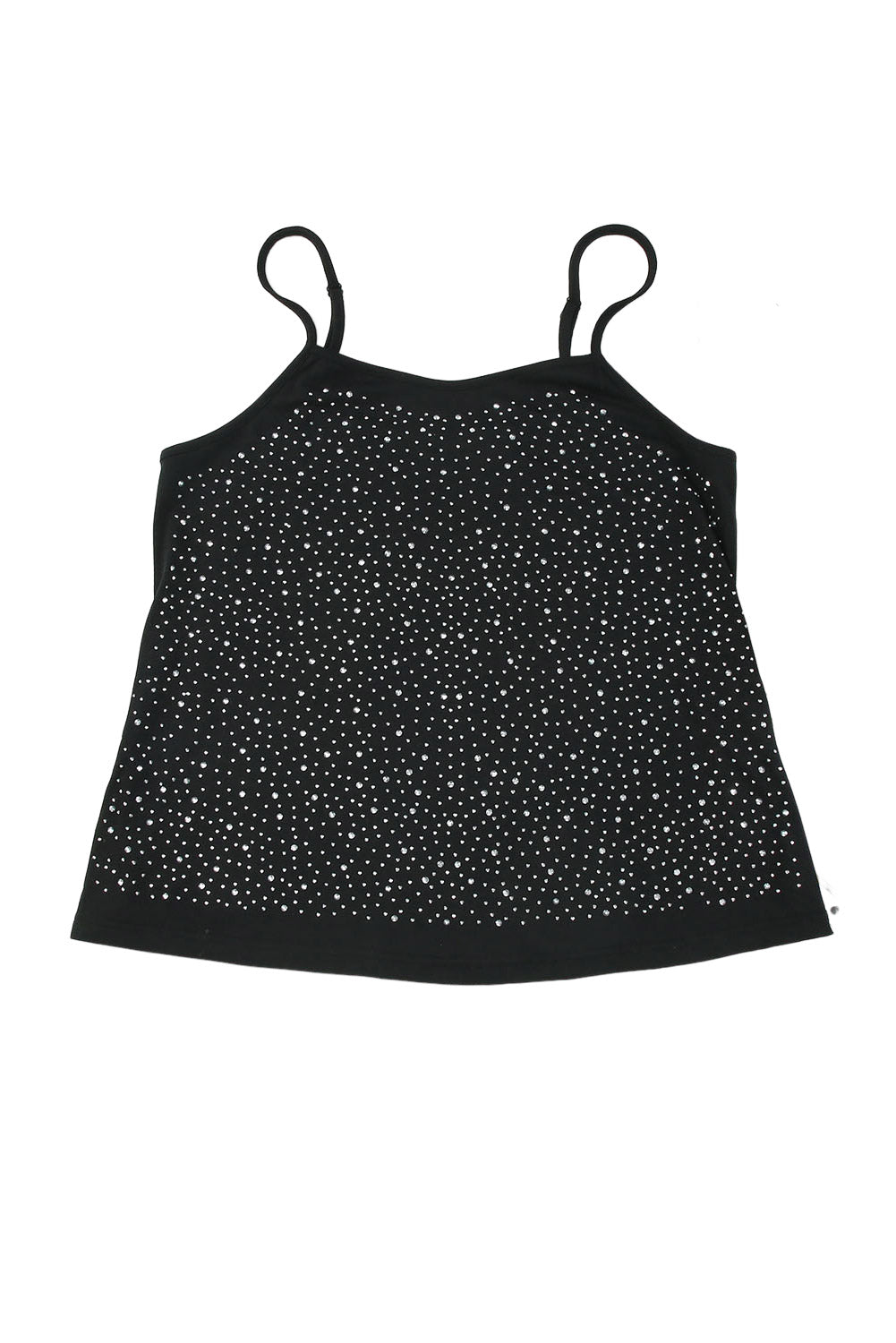 Black Adjustable Straps Rhinestone Tank Top