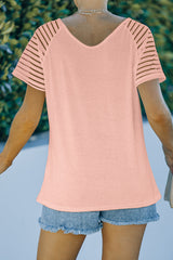 Pink Striped Raglan Sleeve Tee