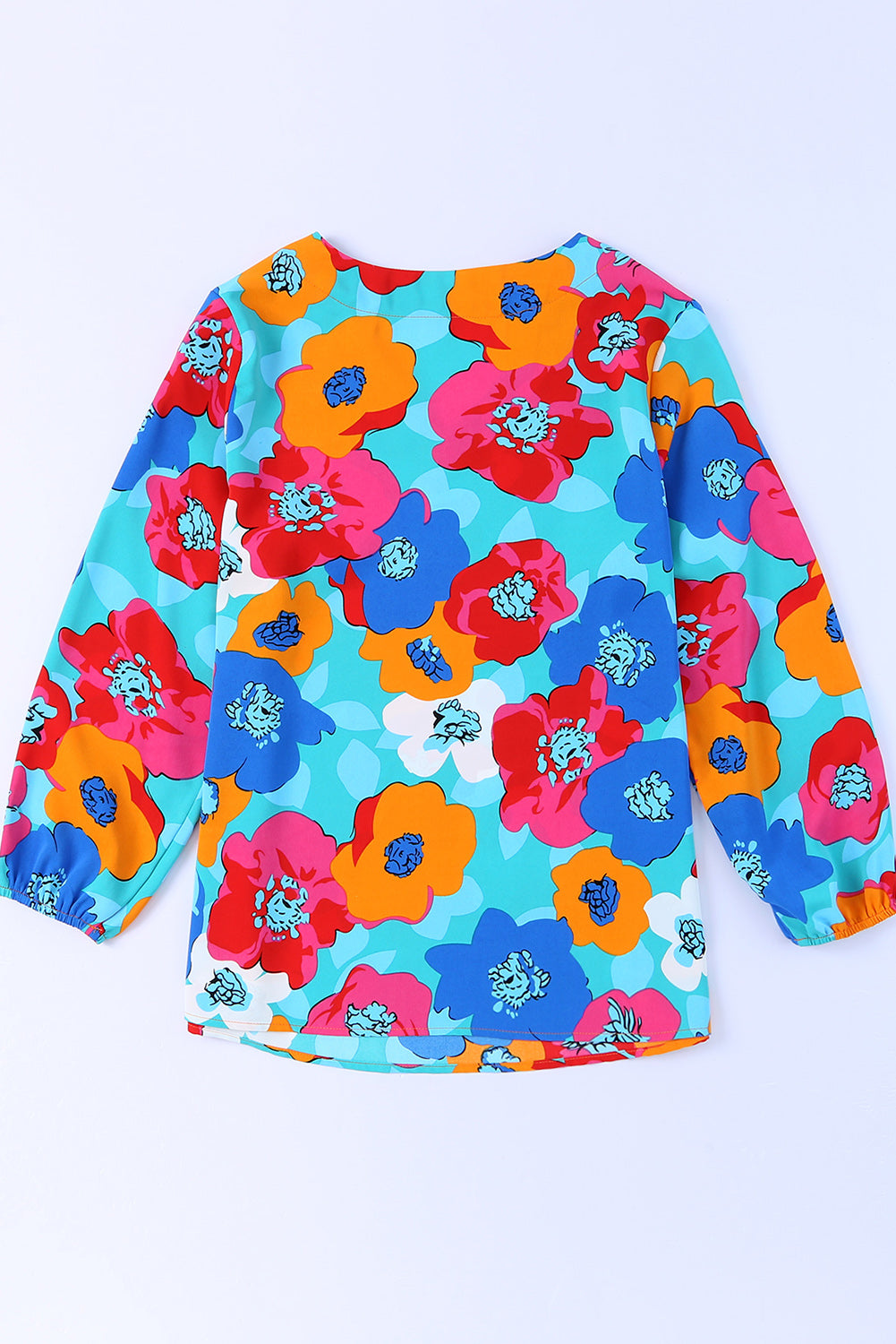 Multicolor Split V Collar Ruffle Sleeve Floral Shift Dress