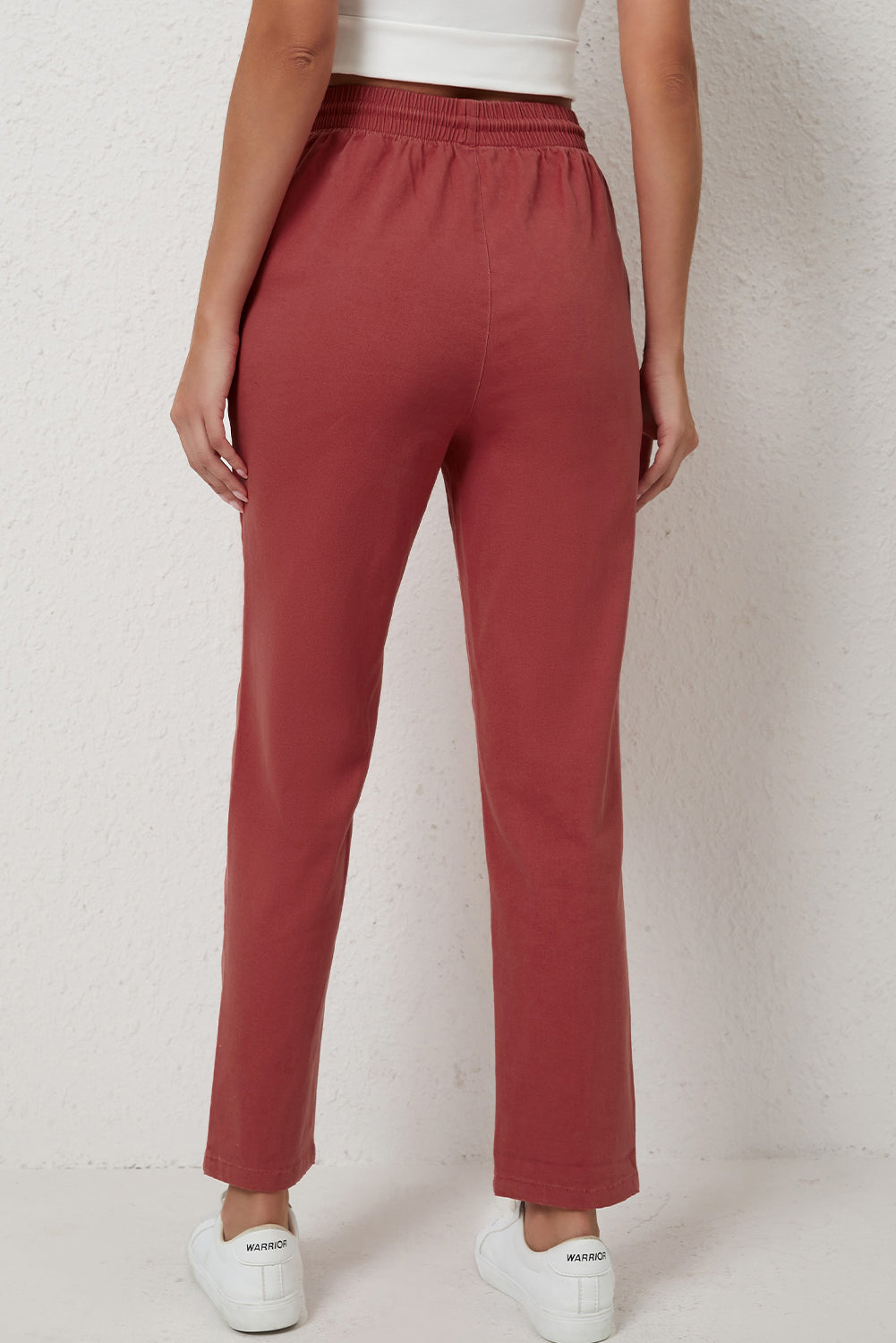 Solid Color Drawstring High Waist Harem Pants