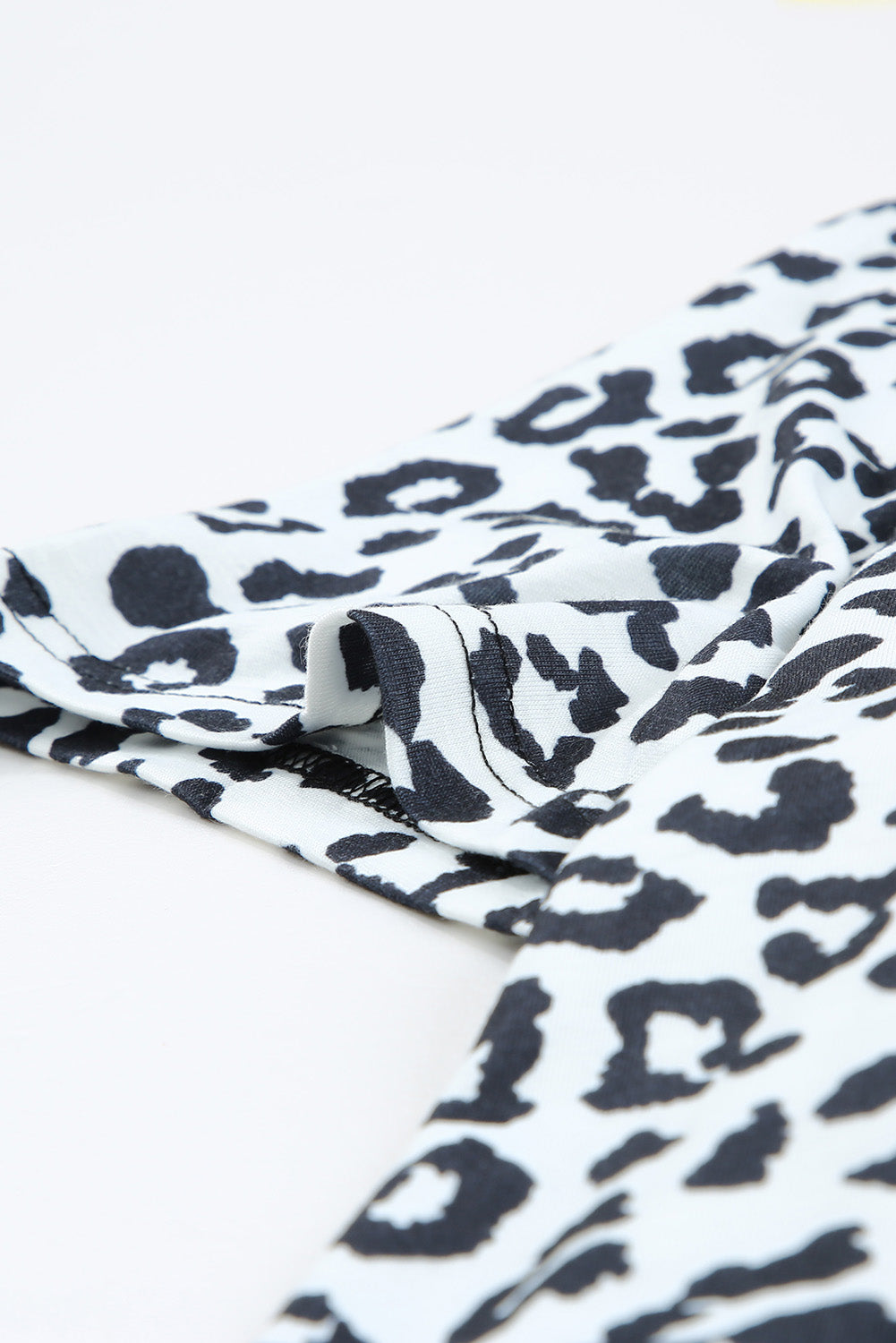 White Camouflage Print Round Neck T-shirt with Slits