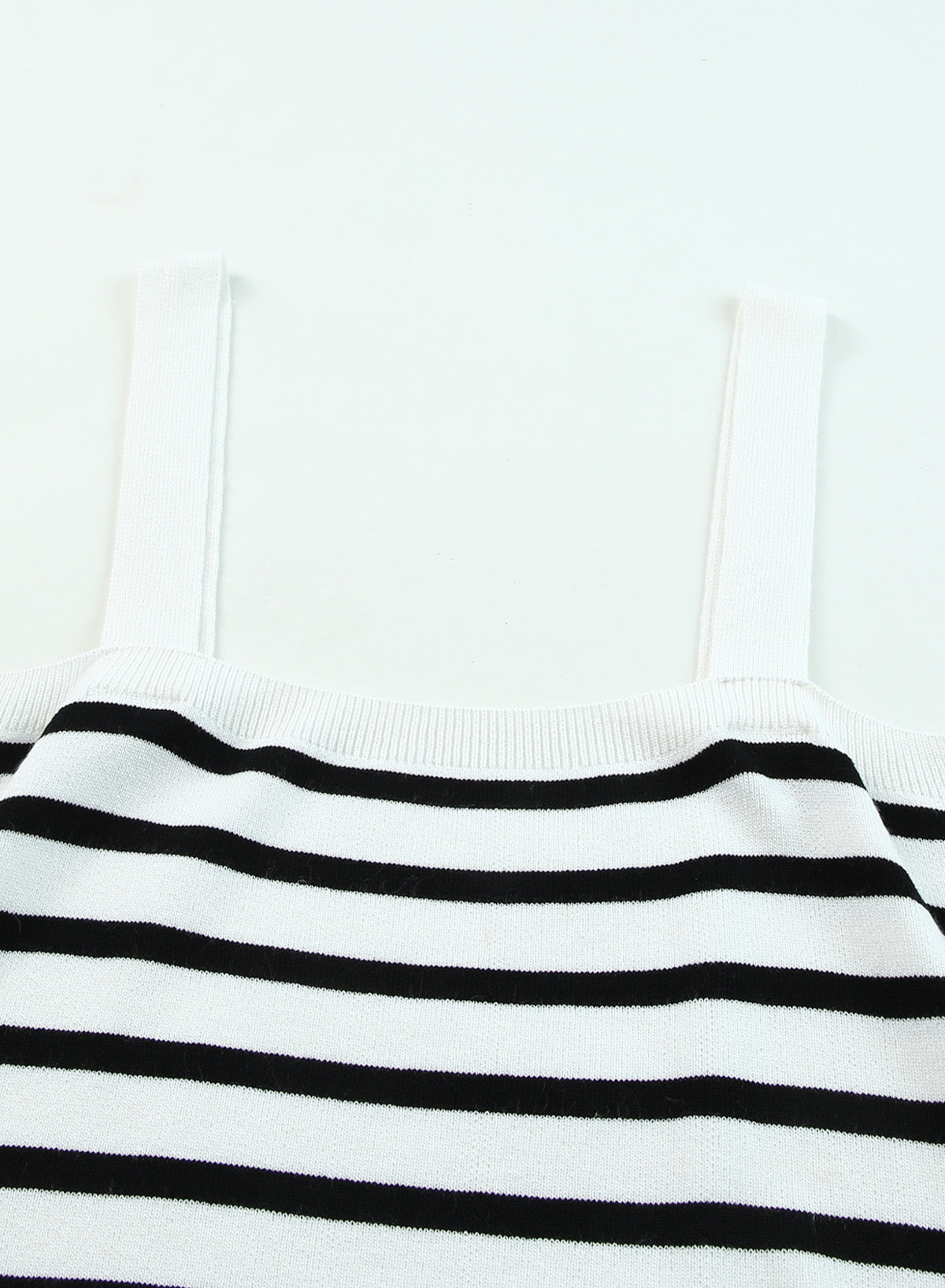 White Striped Tube Spaghetti Strap Knitted Tank Top