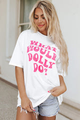 Beige WHAT WOULD DOLLY DO Printed Boyfriend T Shirt