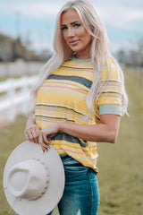 Multicolor Stripes Crew Neck T Shirt