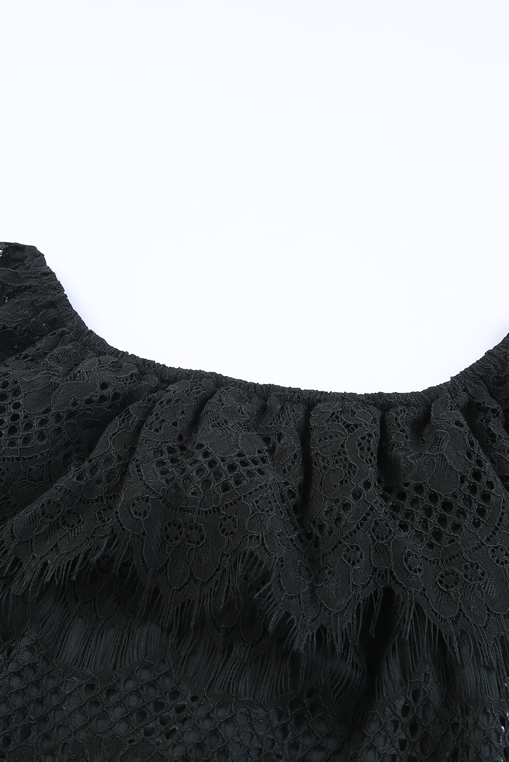 Black Off-shoulder Overlay Drop Sleeves Lace Dress