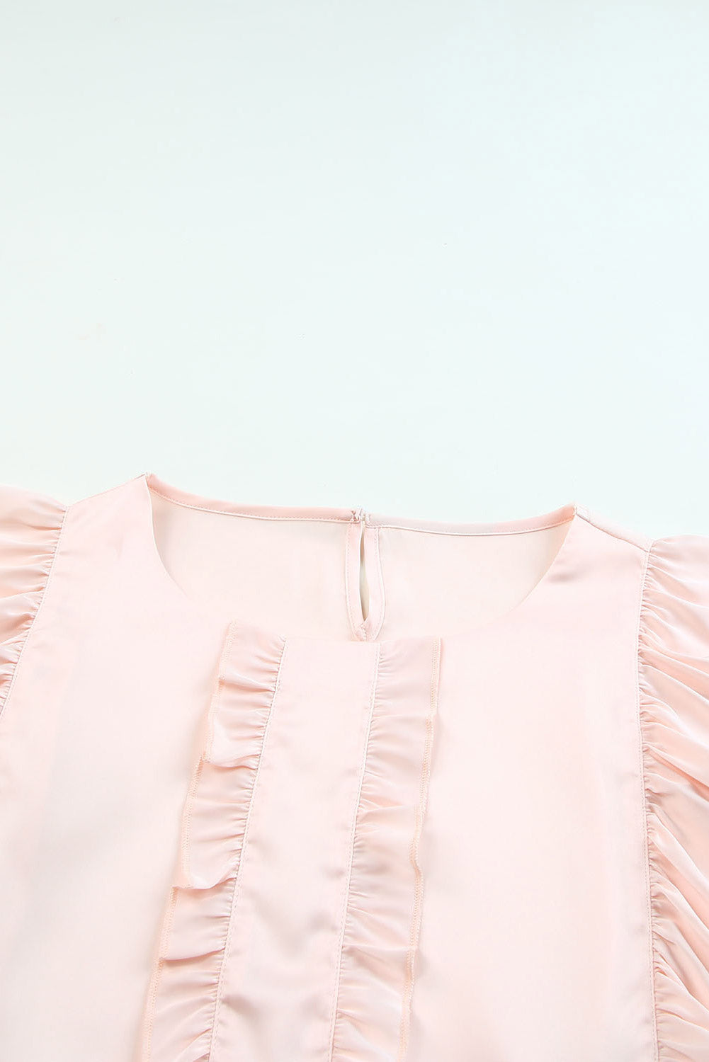 Apricot Round Neck Ruffle Short Sleeve Top