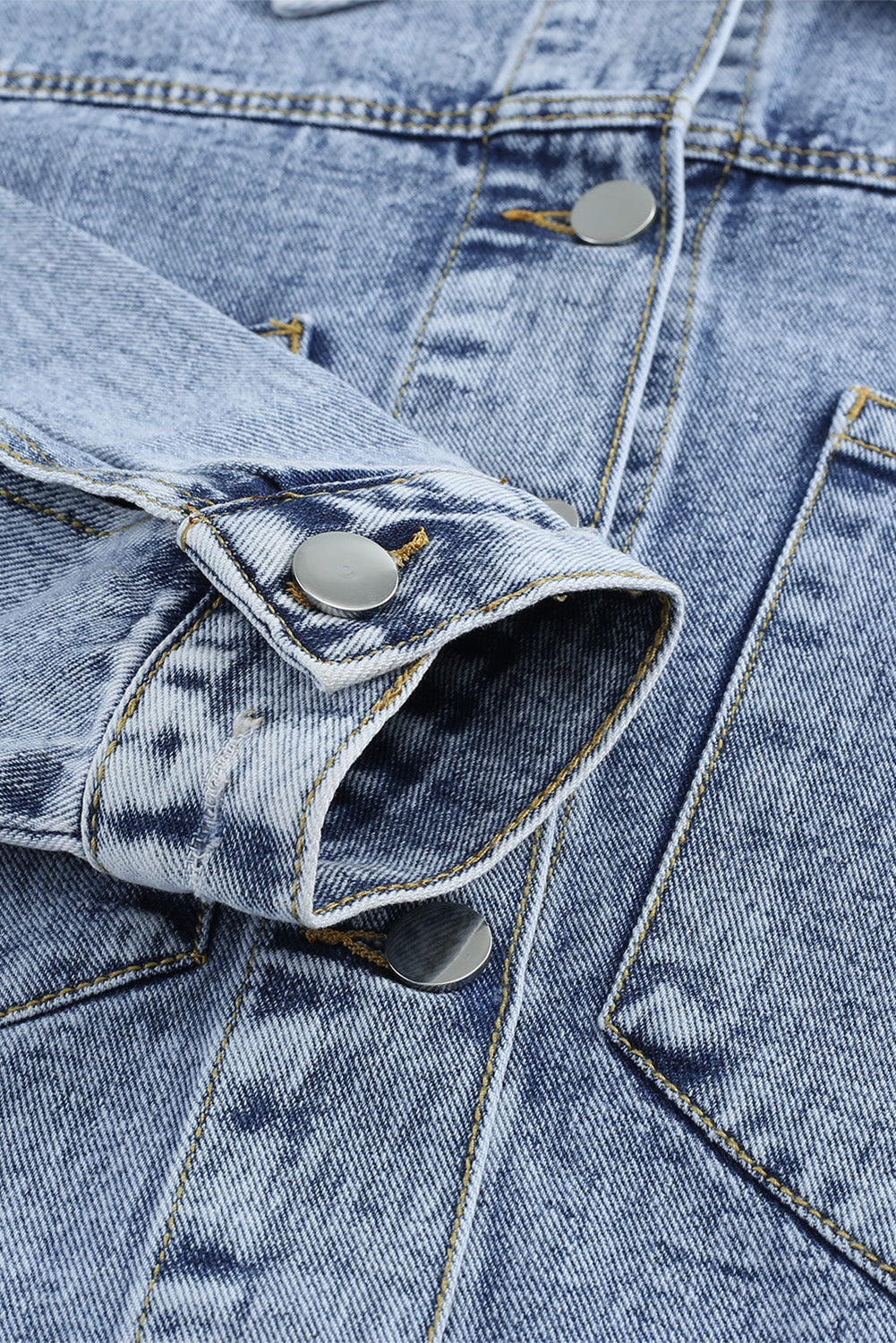 Sky Blue Buttoned Denim Jacket with Pocket