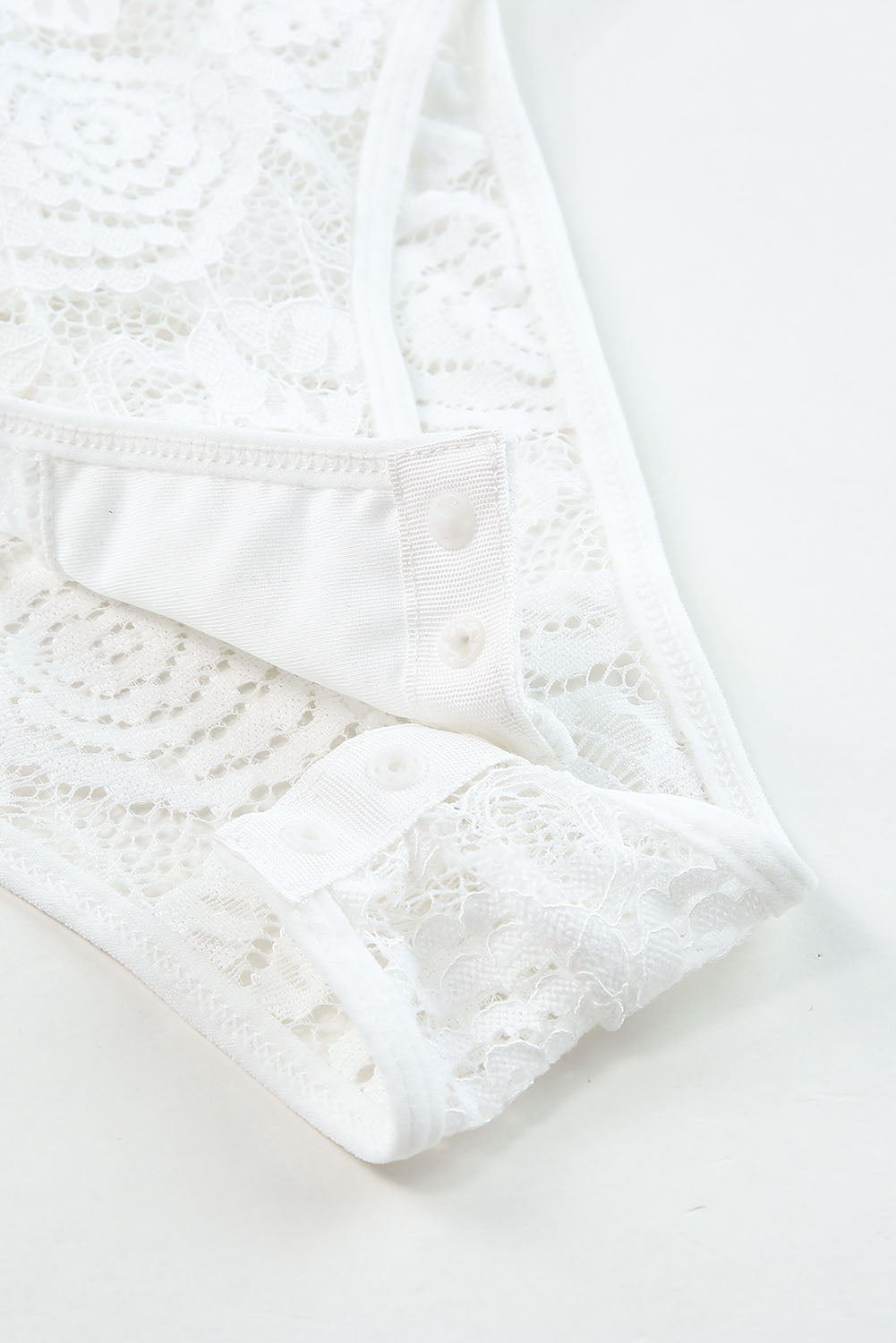 White Crisscross Back Soft Bone Floral Lace Crochet Bodysuit