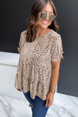 Leopard Tiered Leopard Short Sleeve Top