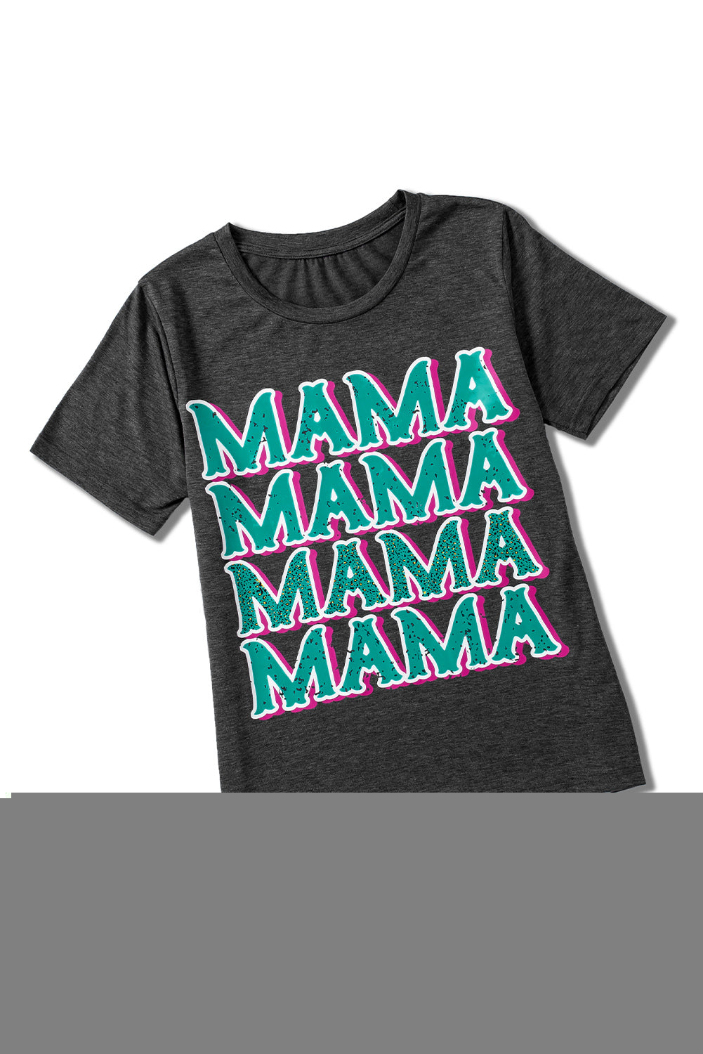 Black MAMA Letter Print Vintage Leopard Graphic T Shirt