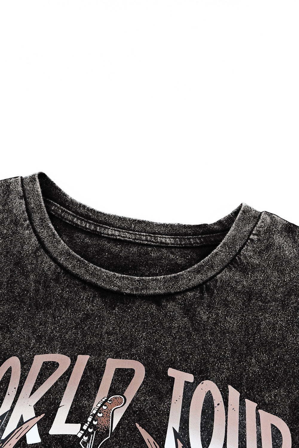 Gray WORLD TOUR Graphic Print Mineral Washed Tee