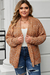 Khaki Open Front Knit Plus Size Cozy Cardigan