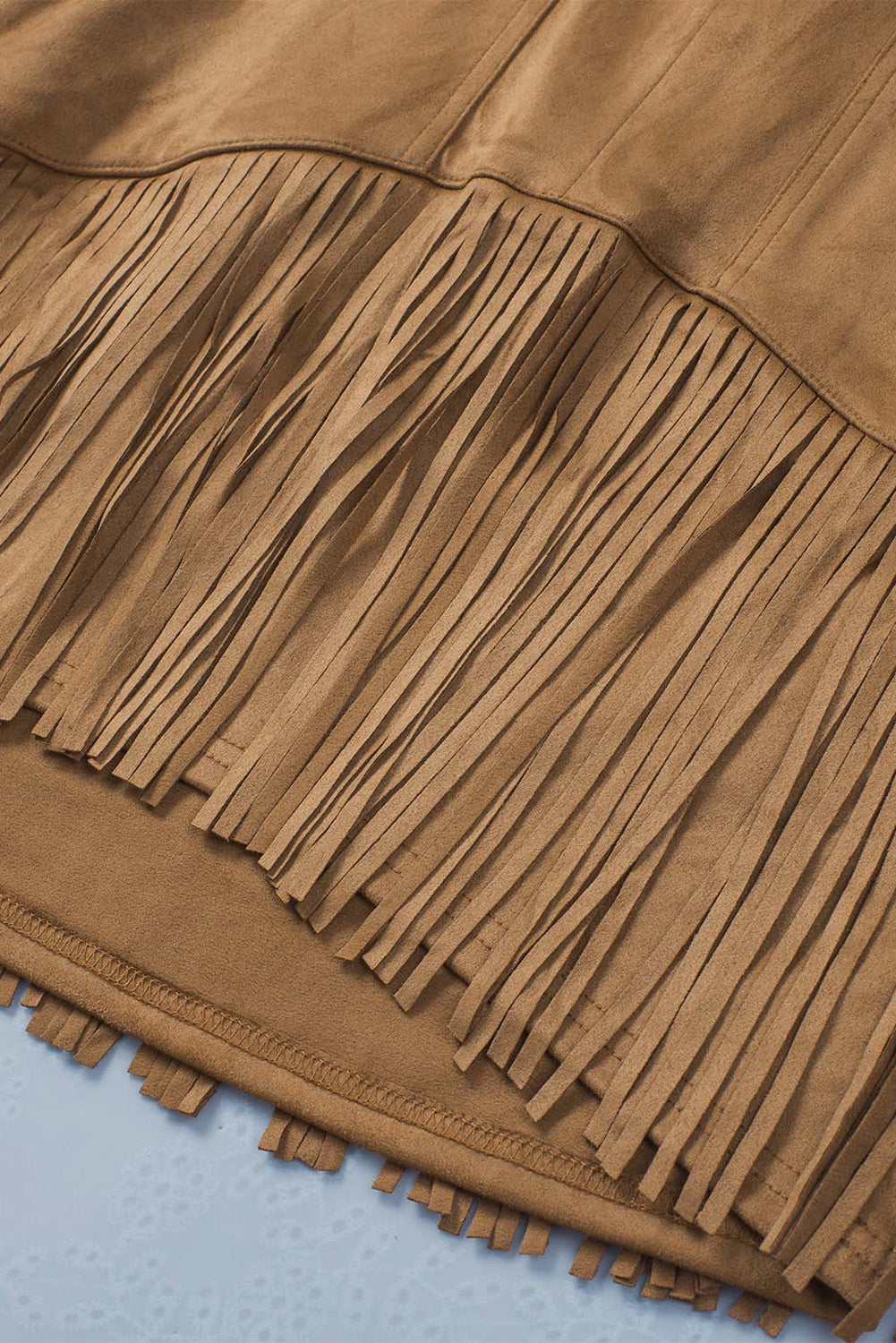 Brown Tassel Zipped Pockets High Waist Mini Skirt