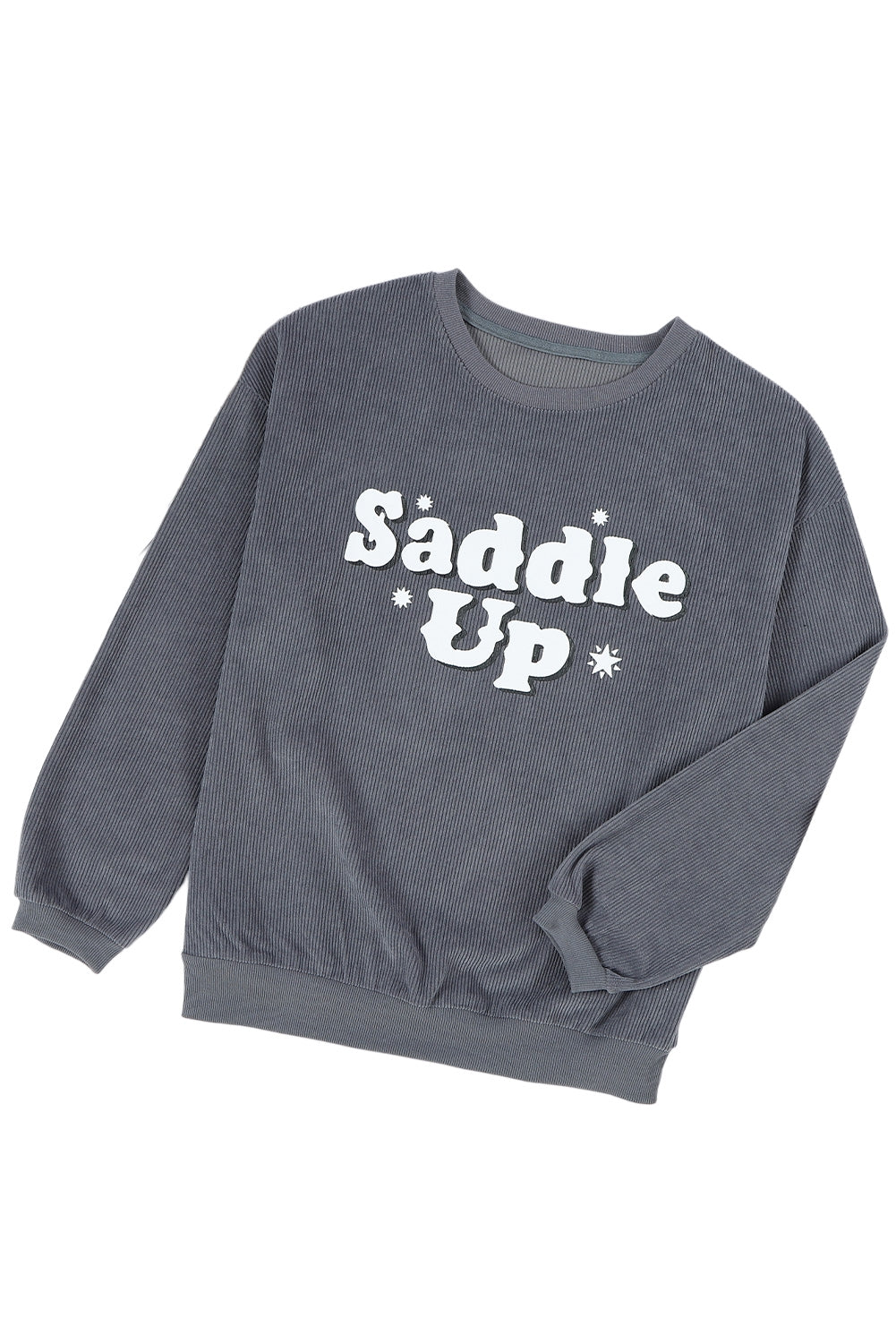 Gray Saddle Up Corded Graphic Sweatshirt