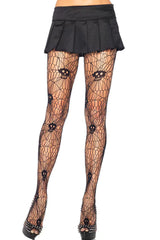 Black Skull Costume Pattern Web Hollow-out Pantyhose