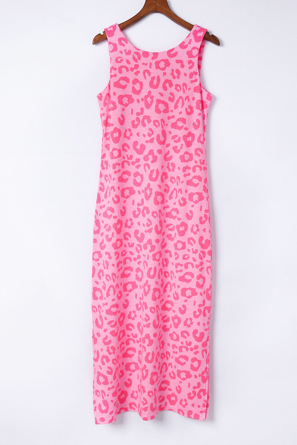 Pink Leopard Print Floral Lace Patch V Neck Tank Top