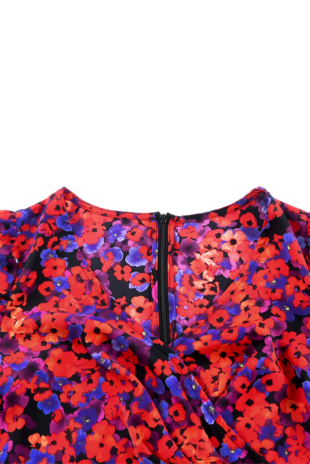 Floret Print Wrap V Neck Bodycon Dress