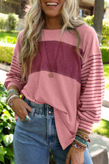 Amicg Blossom Colorblock Striped Bishop Sleeve Top