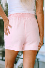 Pink Drawstring Waist Pocketed Lounge Shorts