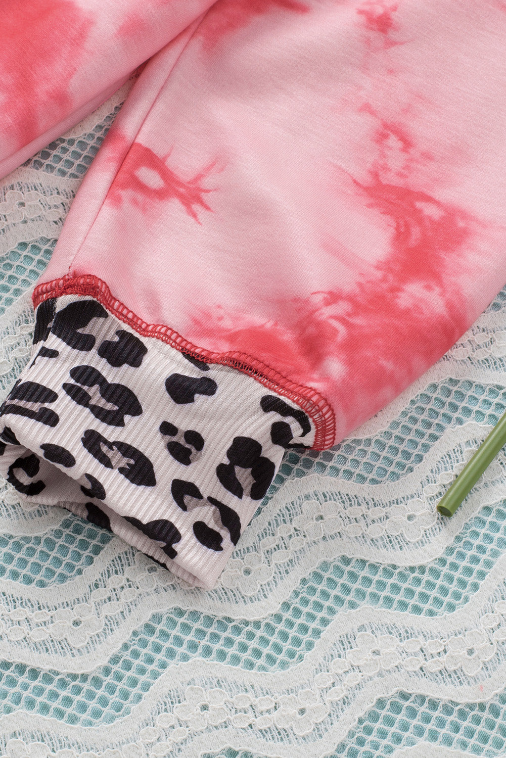 Leopard Patchwork Tie Dye Print Long Sleeve Sweatshirt