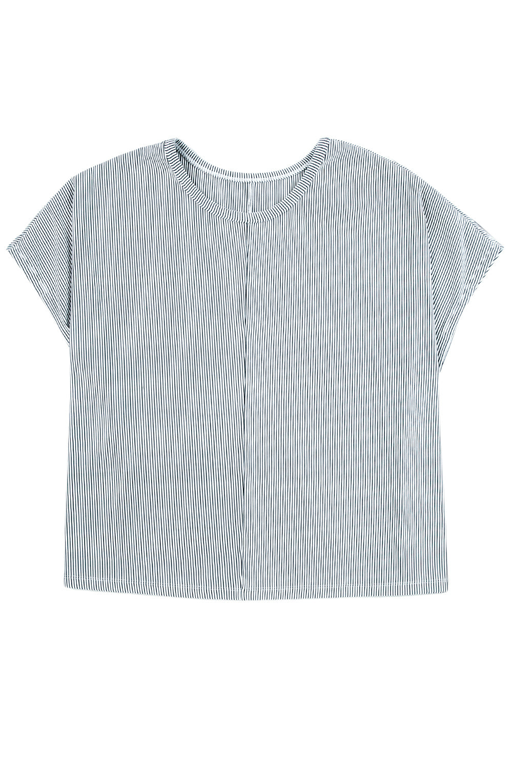 Gray Ribbed Knit Round Neck Relaxed Tee