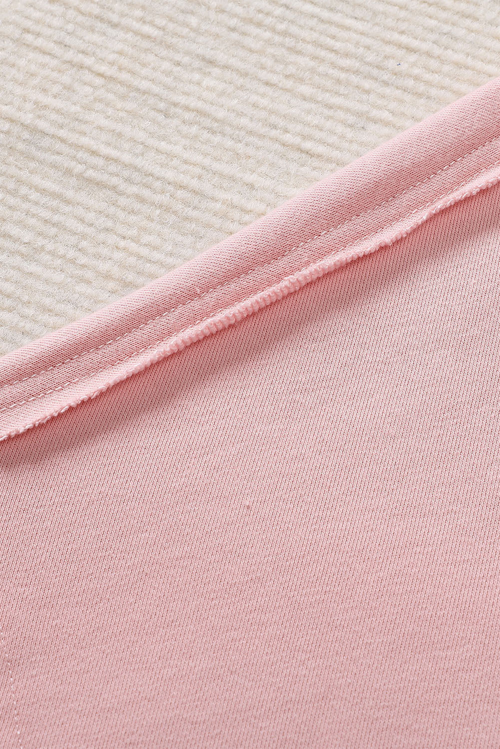 Pink Frayed Trim Side Slit Loose Sweatshirt