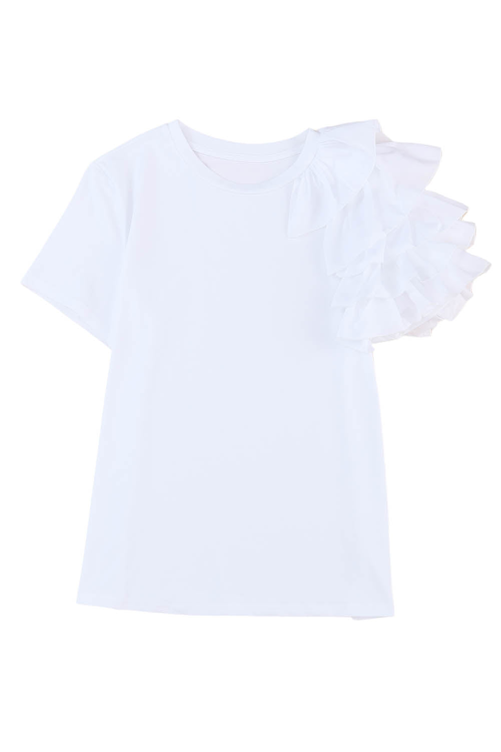 White Asymmetric Cascading Sleeve Tee