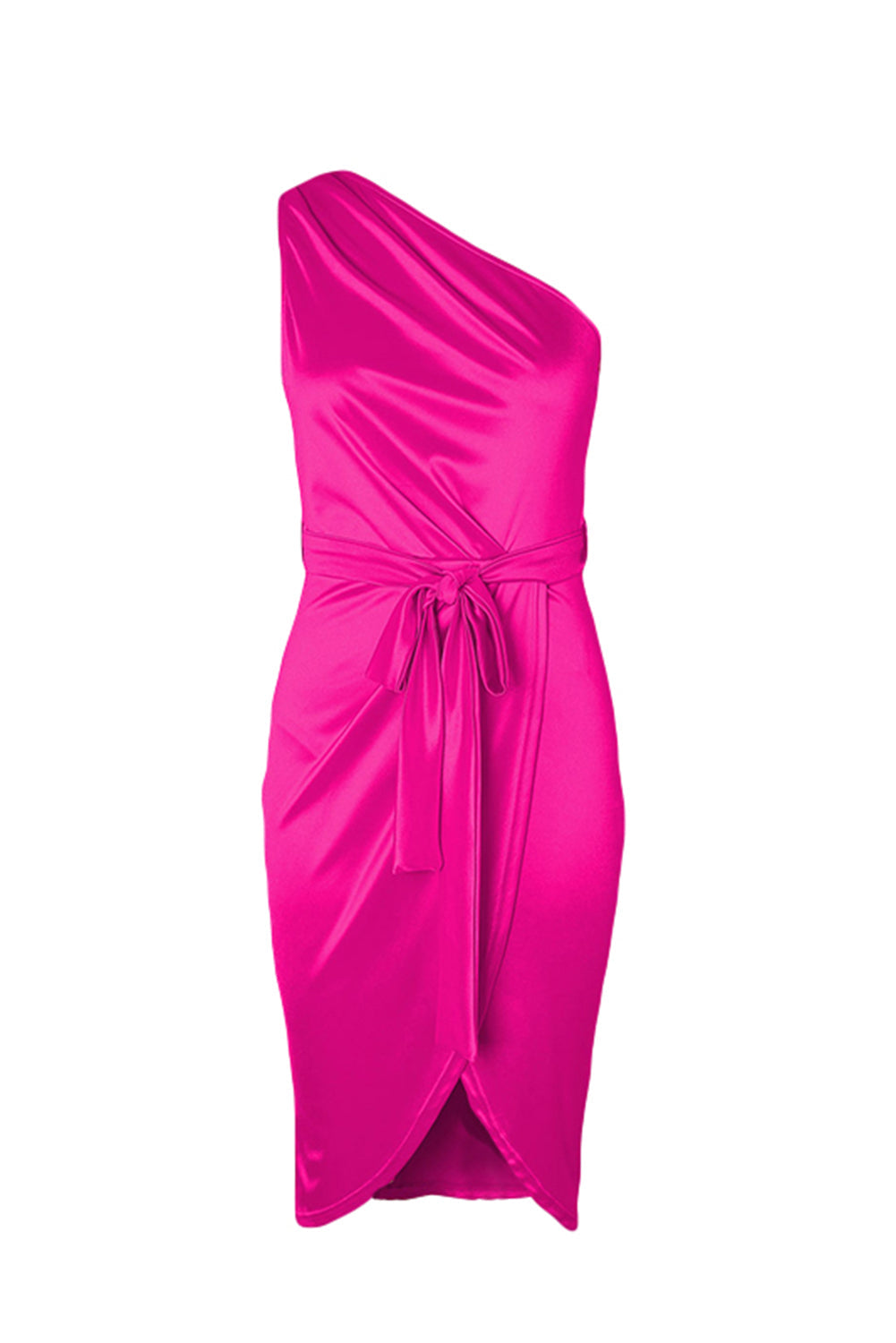 Rose Tie Waist One Shoulder Tulip Wrap Dress