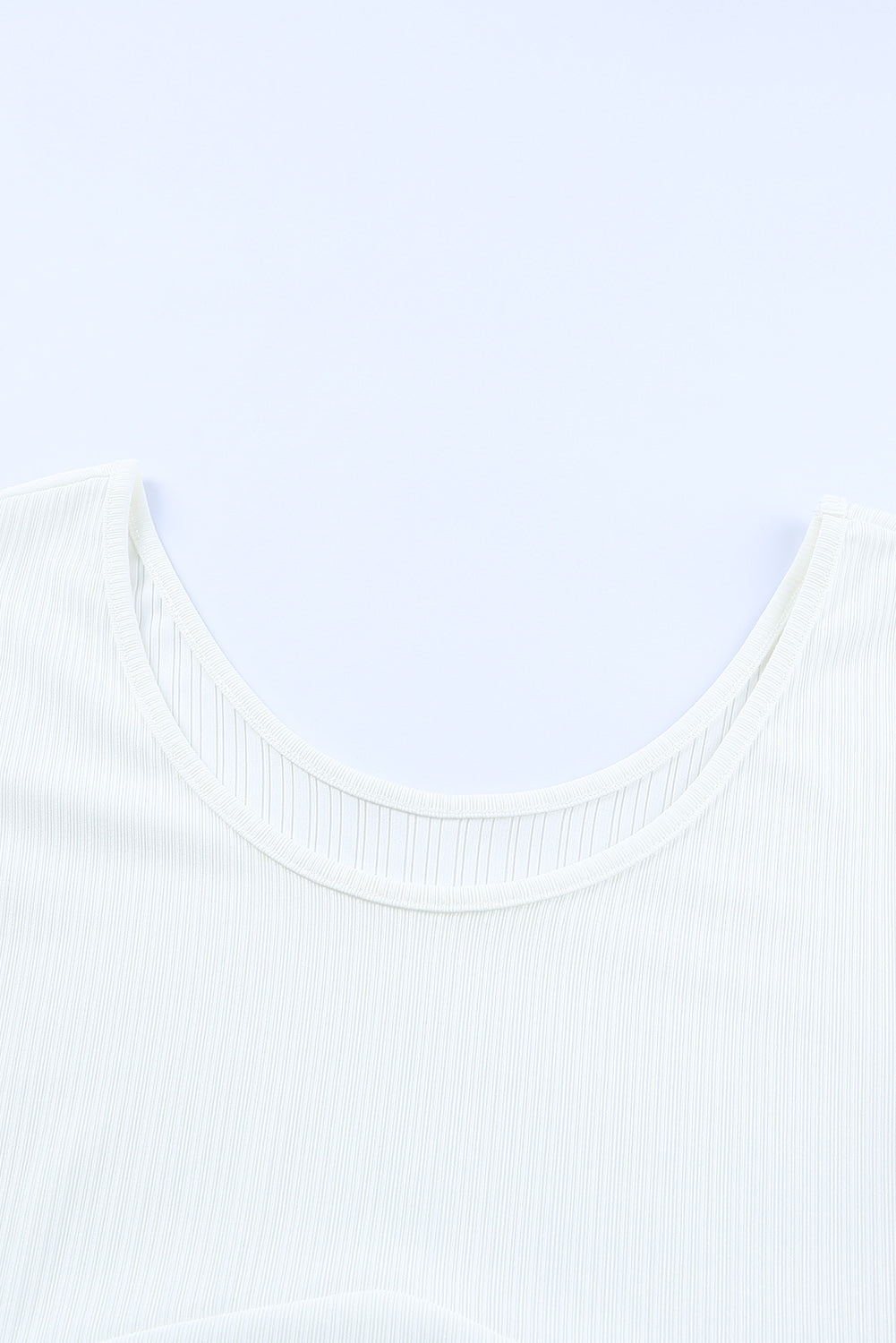 White Contrast Guipure Long Sleeve Ribbed Top