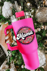 Rose Mama Leopard Print Stainless Steel Insulate Cup with Handle 40oz