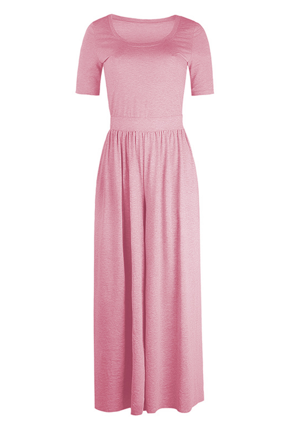 Gray Short Sleeve Bodice Flowy Wide Leg Jumpsuit