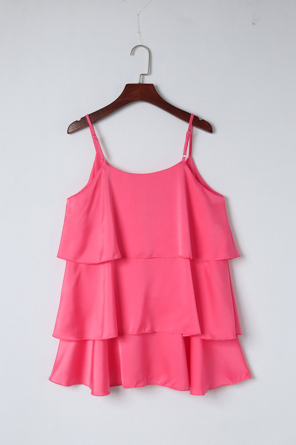 Rose Ruffle Tiered Spaghetti Strap Tank Top