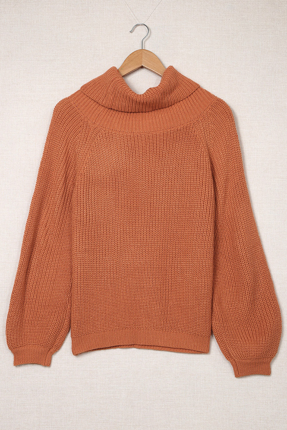 Brown Ribbed Knit Off Shoulder Sweater