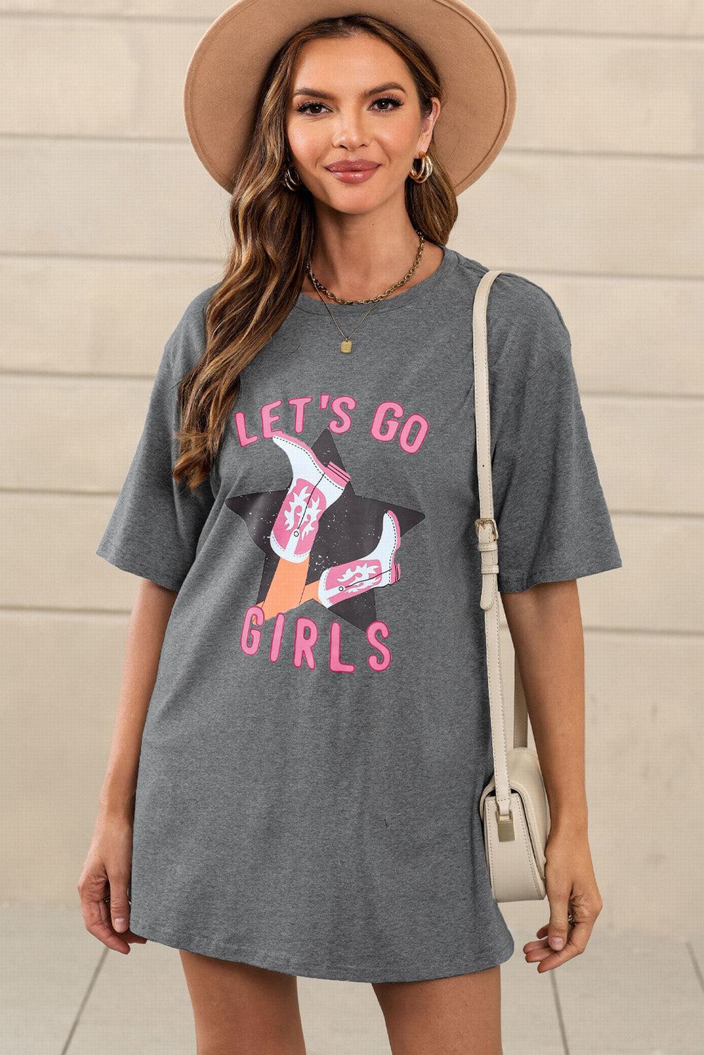 Gray Lets Go Girls Western Graphic Tee