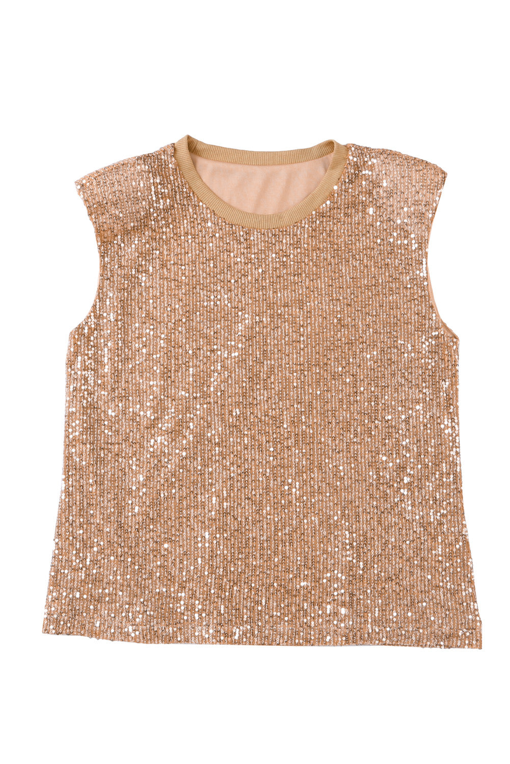 Black Apricot Sequin Round Neck Tank Top