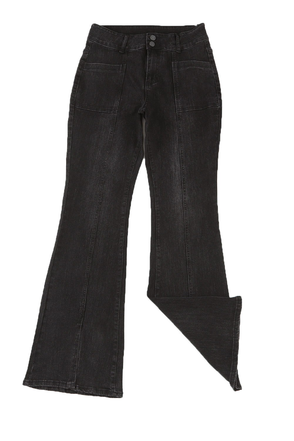 Blue Exposed Seam Split Flare Jeans
