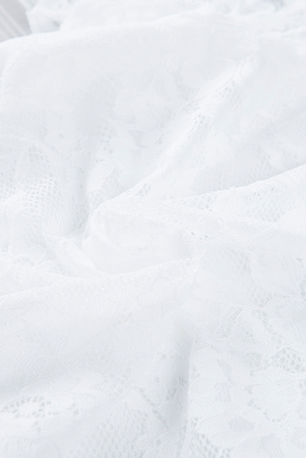 White Lace Scalloped V Neck Wrap Short Sleeve Bodysuit