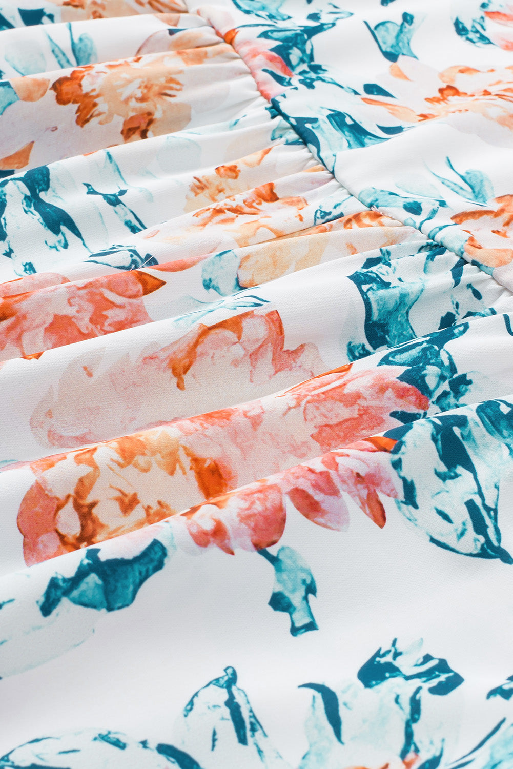 White Floral Patchwork Ribbed Maxi Dress with Pockets
