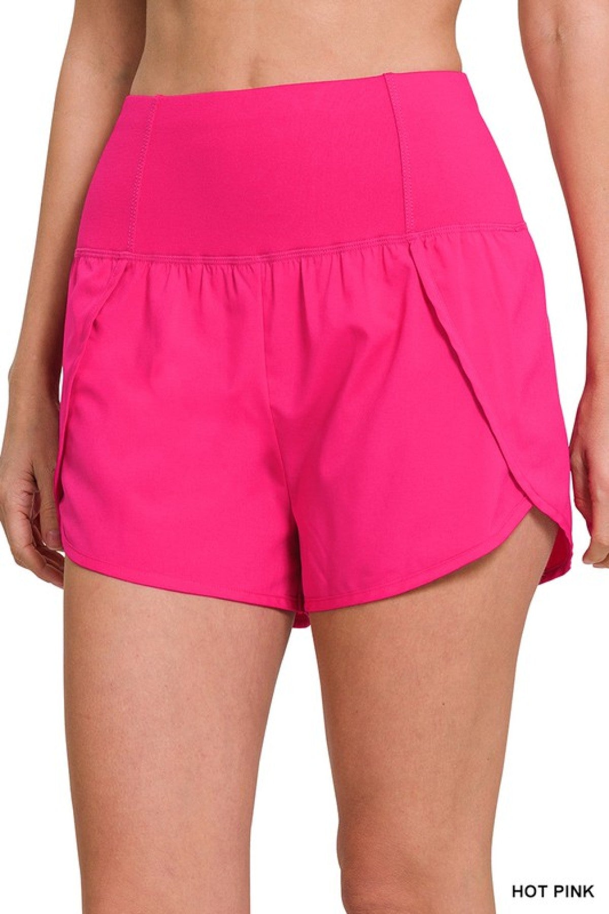 High Waisted Zippered Back Pocket Running Shorts