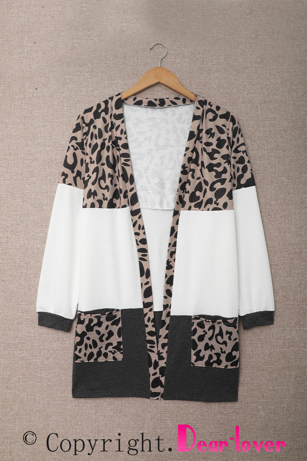 Leopard Block Cardigan with Pockets
