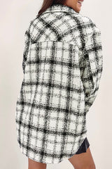 Black Oversized Plaid Pattern Flannel Shacket