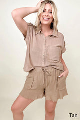 Flutter Hem Cotton Muslin Shorts with Cut Edge Detail