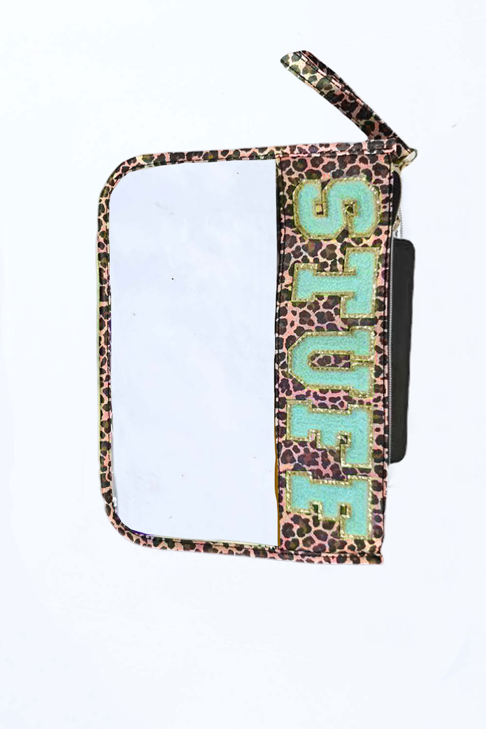 Black STUFF Cow Print Transparent Zipped Pouch